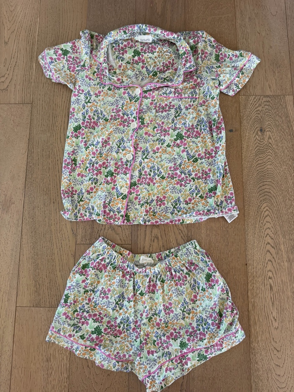 BedHead PJs Cotton Pajama Set Short Sleeve Button Top Shorts Floral XS